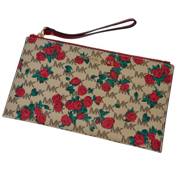 Michael Kors Red Floral Wristlet - Picture 1 of 10